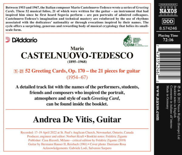 Castelnuovo-Tedesco: Greeting Cards for Guitar - Imagem 2