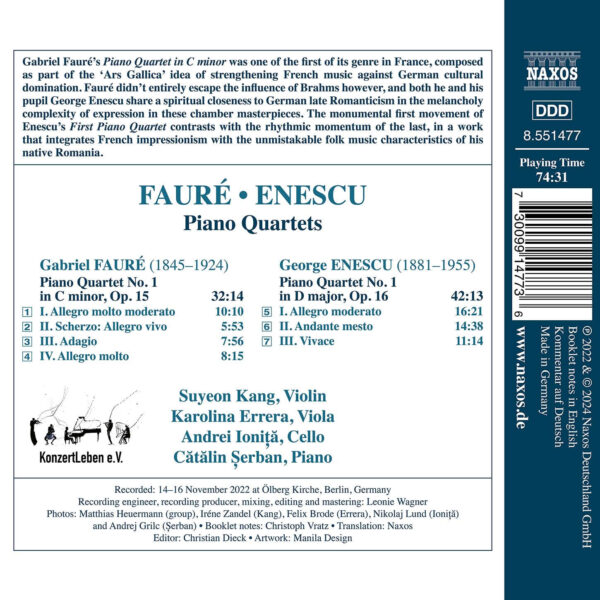 Mélodies Infinies: Fauré & Enescu Piano Quartets - Imagem 2