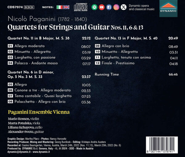 Nicolò Paganini: Quartets For String and Guitar - Imagem 2
