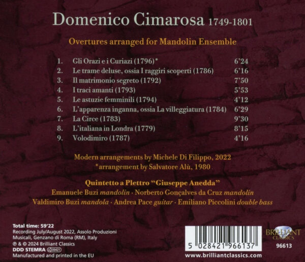 Cimarosa: Overtures Arranged For Mandolin Ensemble - Imagem 2