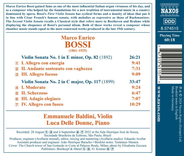 Bossi: Violin Sonatas Nos. 1 and 2 - Imagem 2