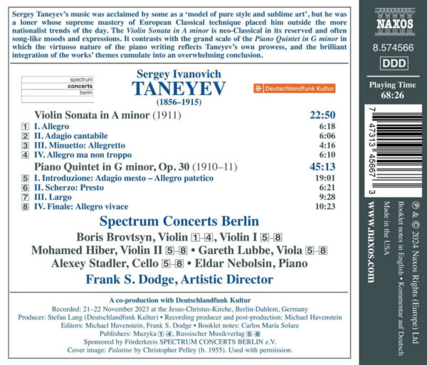 Taneyev: Violin Sonata & Piano Quintet, Op. 30 - Imagem 2